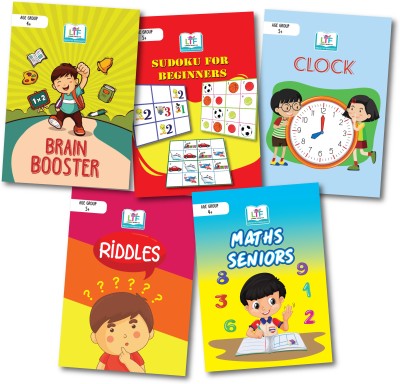 WHIZZ-KID SET brain stimulating worksheets based activity books, 4 Books, Brain Booster, Clock, Sudoko, Maths & Riddles, English(Paperback, Learning Through Fun)