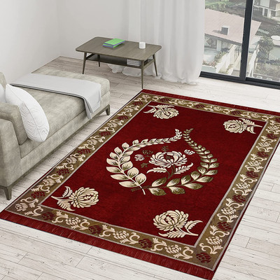 manvicreations Multicolor Velvet Carpet(5 ft,  X 7 ft, Rectangle)