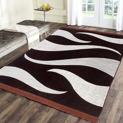 Sparrow world Brown Chenille Runner(5 ft,  X 7 ft, Rectangle)