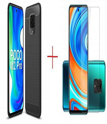 NIMMIKA ENTERPRISES Back Cover for XIAOMI MI NOTE 9 PRO/NOTE 9 PRO MAX/POCO M2 HY BRID BACK COVER & TEMPERED GLASS(Black, Transparent, Flexible, Pack of: 1)