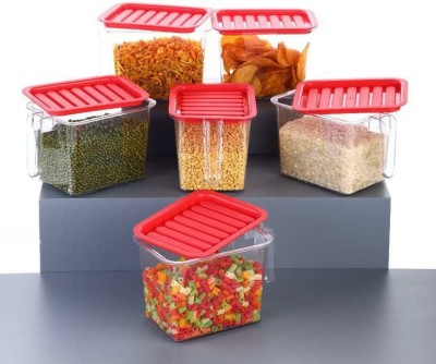 nunki trend Plastic Fridge Container  - 1100 ml(Pack of 6, Red)