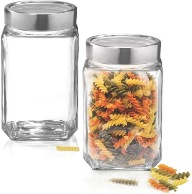 DEVDOX Glass Cereal Dispenser  - 1800 ml(Pack of 2, Clear)