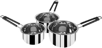 RBGIIT Stainless Steel Pasta Bowl SS-03 Stainless Steel (22 Guage, Heavy Material) Sauce Pan / Milk - Tea PAN 3 pcs Combo Set Capacity:- 1, 1.5, 2 Liter Sauce Pan 15.5 cm, 17 cm, 18.5 cm Diameter (Non-Stick) Cookware Set Stainless Steel Base Sauce & Milk pan, Sauce and Milk Pot, Tea & Coffee Pan wit