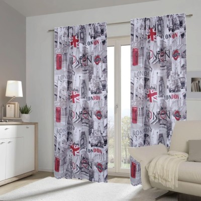 Tample Fab 274 cm (9 ft) Polyester Room Darkening Long Door Curtain (Pack Of 2)(Printed, Multicolor)