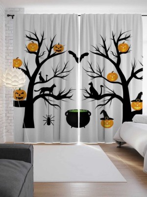RISKY FAB 214 cm (7 ft) Polyester Room Darkening Door Curtain (Pack Of 2)(Printed, White, White)