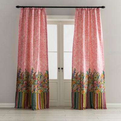 S4v 154 cm (5 ft) Window Polyester Room Darkening Curtain (Pack Of 2)(Red, Floral)