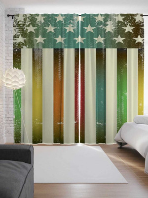 DD8 154 cm (5 ft) Window Polyester Room Darkening Curtain (Pack Of 2)(Peach, Striped)