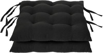 SSKWORLD Microfibre Solid Chair Pad Pack of 2(Black)