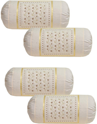 Harshita Creation Cotton Bolsters Cover(Pack of 4, 80 cm*40 cm, Gold, White)