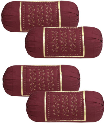 Harshita Creation Cotton Bolsters Cover(Pack of 4, 80 cm*40 cm, Maroon)