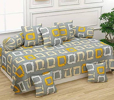 MORADO Polycotton Checkered Diwan Set(Multicolor)