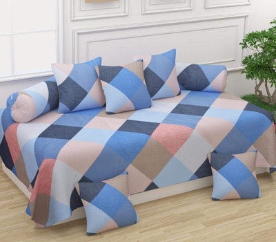 MORADO Polycotton Checkered Diwan Set(Multicolor)