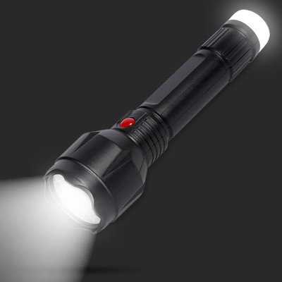 Make Ur Wish Dual Mode Power Full Led Rechargeable Torch Up to 400 Meter Range With BackLight Small Led Torch 4 hrs Torch Emergency Light(Black)