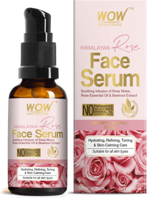 WOW SKIN SCIENCE Himalayan Rose Face Serum - with Rose Water, Rose Essential Oil & beetroot Extract - for Hydrating & Toning Skin - No Mineral Oil, Parabens, Silicones & Synthetic Color - 30mL(30 ml)