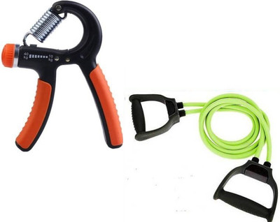 EMMKITZ Combo Rope Rubber Bands for Fitness Exercise Resistance Tube with gripper Home Gym Hand Grip/Fitness Grip