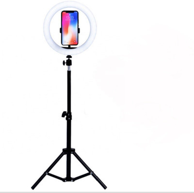 Webilla 10 Inch Ring Light with Tripod Stand & Phone Holder, Dimmable LED Selfie Light for Live Stream Video/YouTube Video/Makeup, Ring Light with Stand Compatible with Android Mobile Phones Ring Flash (Black) Ring Flash(White)