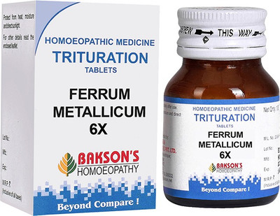 Bakson's Homoeopathy Ferrum Metallicum 6X Tablets(100 Units)