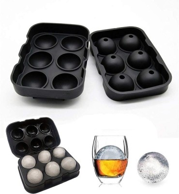 Shopping & Mart flexible silicone spherical 6 Round ice ball maker mold with lid 18 X 7 X 7 cm Black Silicone Ice Ball Tray(Pack of1)