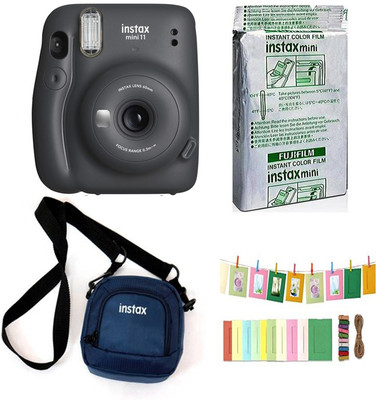 FUJIFILM Instax Mini 11 Mini 11 Camera with 10x1 film with pouch & bunting1 Instant Camera(Black)