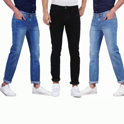 Masterly Weft Slim Men Multicolor Jeans(Pack of 3)