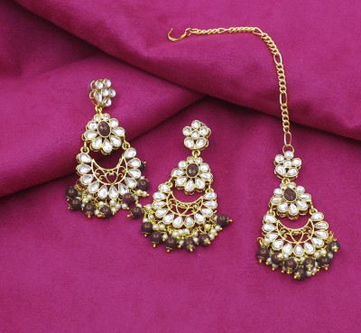 SAIYONI Alloy Gold-plated Maroon Jewellery Set(Pack of 1)