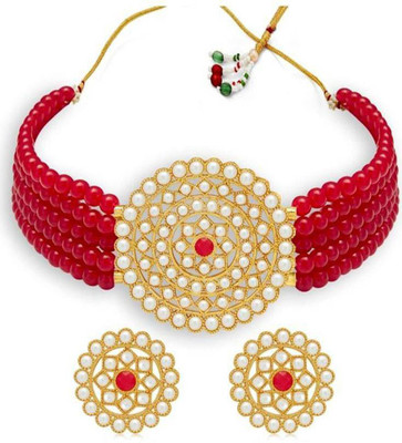 TWOLOVER Alloy Gold-plated Red, Beige Jewellery Set(Pack of 1)