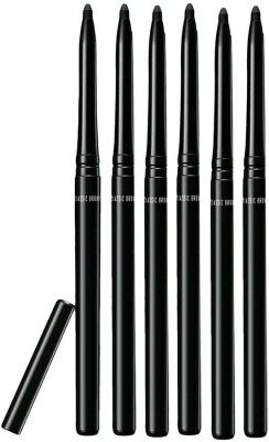 NADJA SMOOTH JET BLACK CRAYON KAJAL FOR 2 GREAT LOOK COMBO OF 6(BLACK, 12 g)