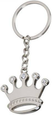HANDSOME ISK Queen Prince Princess Silver Crown Taj Design Good Looking Metal Keychain and Stylish, Attractive and High Quality Metal Gifted Key Chain