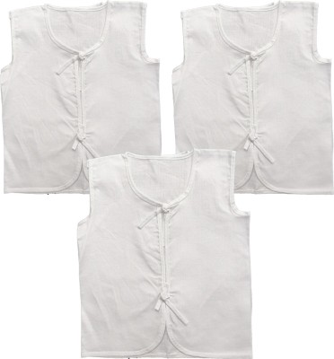 KIJS Vest For Baby Boys & Baby Girls Cotton(White, Pack of 3)
