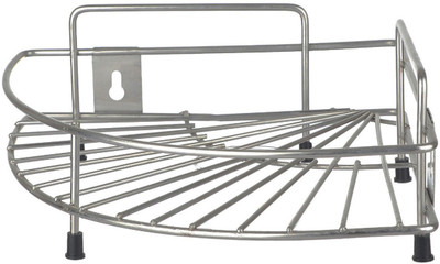 Zobby 3 Tier L-Corner Stand for Kitchen and Bathroom, Multipurpose Storage Organizer, Stainless Steel Wall Shelf(Number of Shelves - 1, Steel)