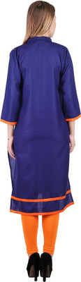 BIS Creations Women Embroidered Straight Kurta(Blue)