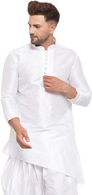 26 i Men Solid Asymmetric Kurta(White)