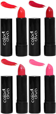 Color Diva (CD-BC-LS5-04) Multicolor Stylish Matte Lipstick (4.5 g Each) - (Pack of 4)(Multi Color, 18 g)