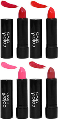 Color Diva (CD-BC-LS3-04) Multicolor Stylish Matte Lipstick (4.5 g Each) - (Pack of 4)(Multi Color, 18 g)