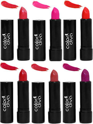 Color Diva (CD-BC-LS4-06) Multicolor Stylish Matte Lipstick (4.5 g Each) - (Pack of 6)(Multi Color, 27 g)