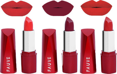 FAUVE (FVE-FL18-LS1-03) Multicolor Stylish Matte Lipstick (4.5 g Each) - (Pack of 3)(Multi Color, 13.5 g)