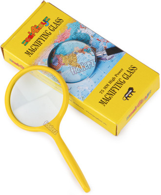 FIDDLERZ Magnifying Glass for Reading/Map Double Glass 75MM High Power Antique Handheld Magnifier Glass for Kids - Yellow 75 mm Magnifying Glass(Yellow)