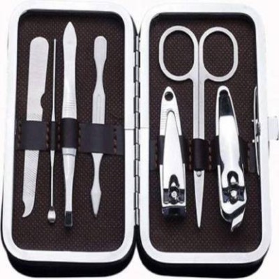 J & F Manicure pedicure Non - Leather 7 in 1 Stainless Steel Travel And Gruming Kit Set of 7(7 g, Set of 7)