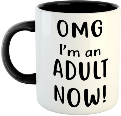 ARTBUG OMG I am an Adult Now Coffee - Best Gift for - Black Ceramic Coffee Mug(350 ml)