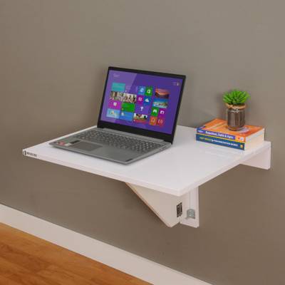 Invisible Bed Foldable Table with Ledge Study Table/Home Office/Laptop Table/Workstation/Wall Mounted Space Saving Desk, Made in India. Engineered Wood Study Table  (Wall Mounted, Finish Color - Glossy White, DIY(Do-It-Yourself))