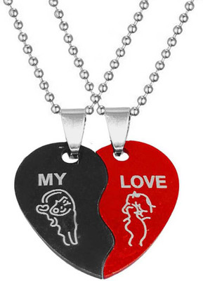 Sullery MY Love Best Friend Necklaces for 2 Matching Friendship Necklaces Rhodium Metal Pendant