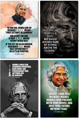 APJ Abdul Kalam Motivational Wall Posters and Inspirational Quotes for Office, Home and gym, Pack of 04 Paper Print(18 inch X 12 inch)