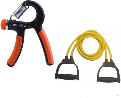 EMMKITZ Combo Double Resistance Bands Toning Tube Exerciser with Hand gripper Home Gym Kit Resistance Tube(Multicolor)
