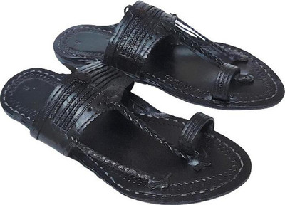 Kolhapuri Men Flats(Black , 6)