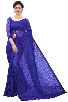 OM AMAR FASHION Embellished Bollywood Net Saree(Blue)