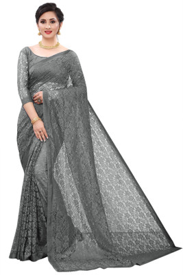 RYN ENTERPRISE Woven Banarasi Net Saree(Grey)