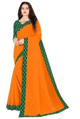 Patankar Fab Self Design Jamdani Georgette, Art Silk Saree(Orange)