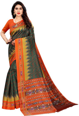 LADY SHOPI Printed Daily Wear Art Silk Saree(Dark Green)