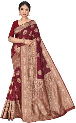 Astoban Woven Bollywood Jacquard Saree(Maroon)