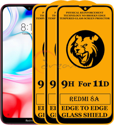 11D Edge To Edge Tempered Glass for Redmi 8a(Pack of 2)